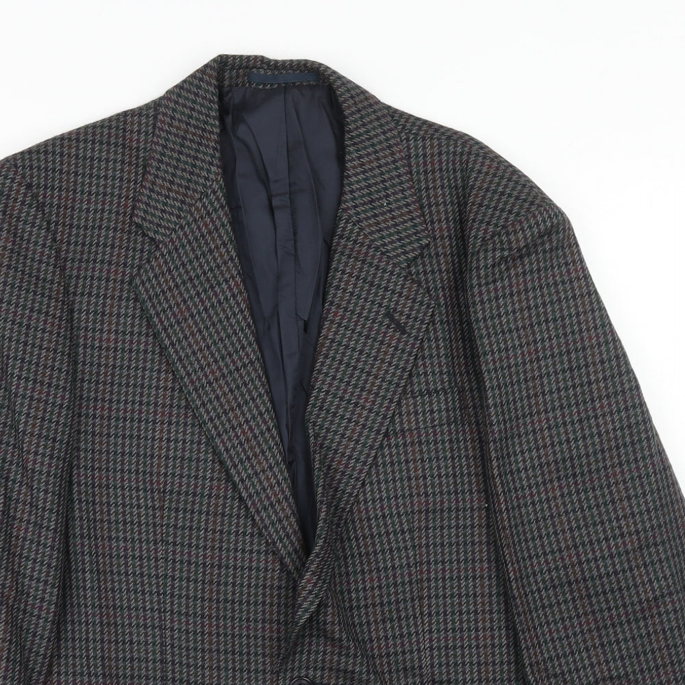 St.Michael Mens Grey Geometric Wool Jacket Blazer Size 38 Regular