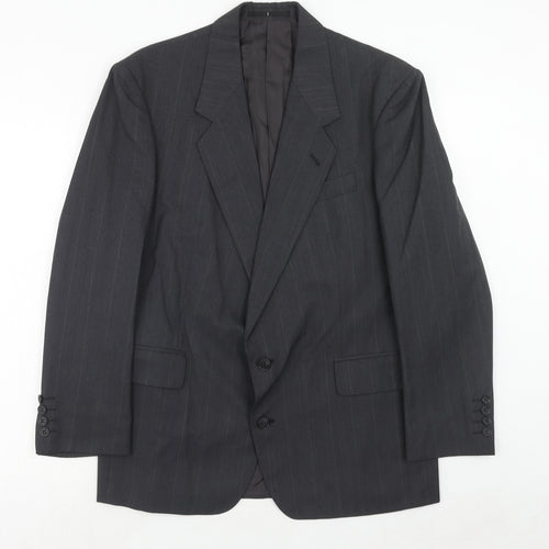 Time & Co Mens Grey Striped Polyester Jacket Suit Jacket Size 40 Regular