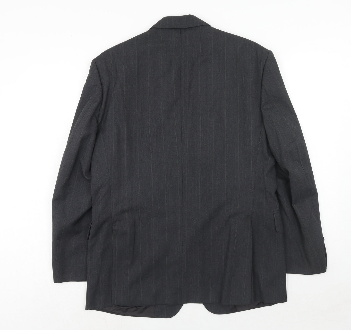 Time & Co Mens Grey Striped Polyester Jacket Suit Jacket Size 40 Regular