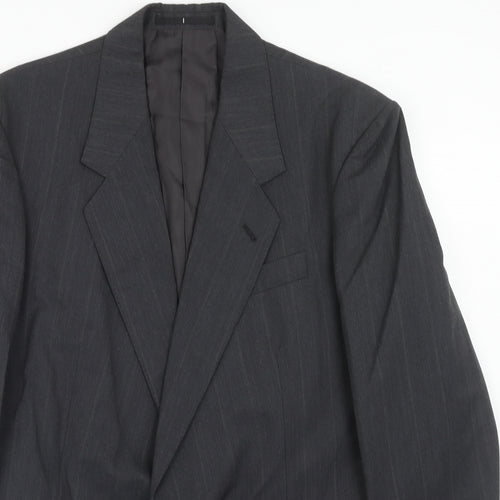 Time & Co Mens Grey Striped Polyester Jacket Suit Jacket Size 40 Regular