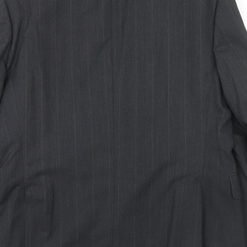 Time & Co Mens Grey Striped Polyester Jacket Suit Jacket Size 40 Regular