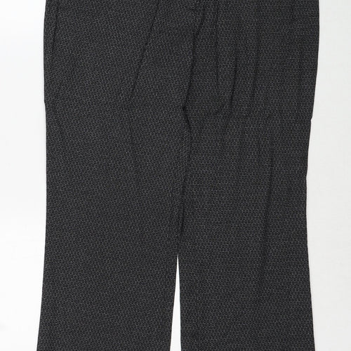 NEXT Womens Black Geometric Polyester Trousers Size 12 Regular Zip
