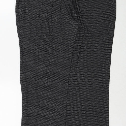 NEXT Womens Black Geometric Polyester Trousers Size 12 Regular Zip