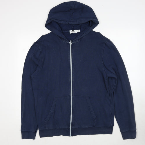 Topman Mens Blue Cotton Full Zip Hoodie Size L