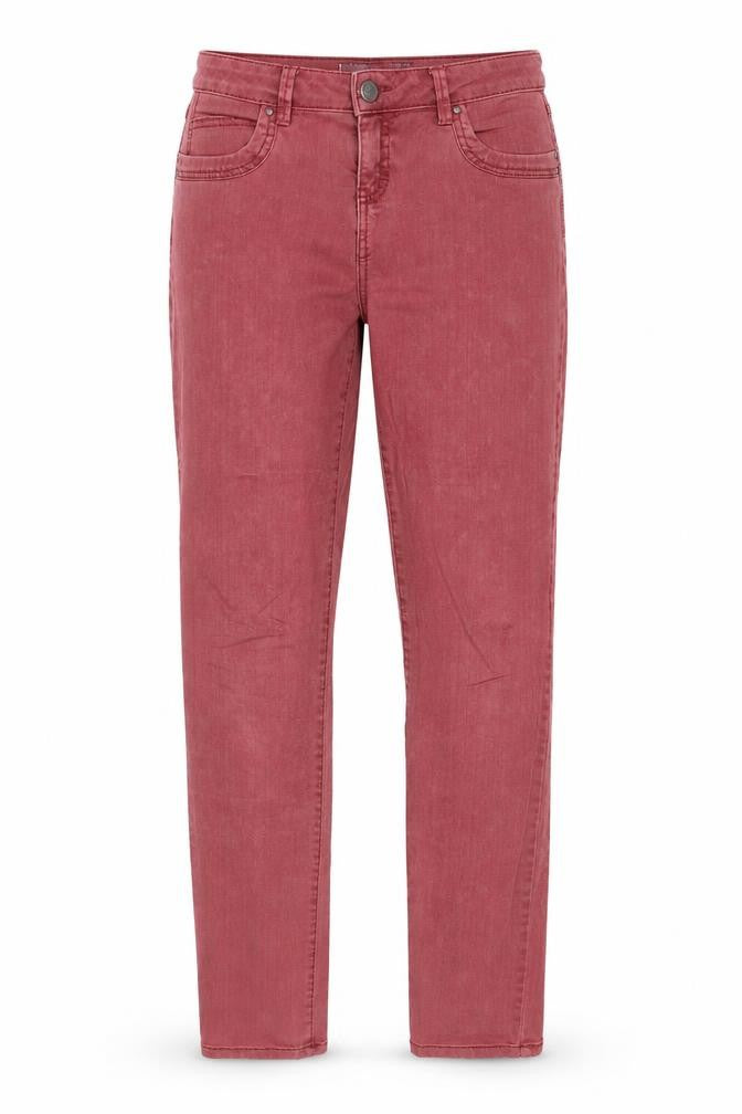 Front view of EDC women’s pink cotton straight jeans, size UK 12, regular zip