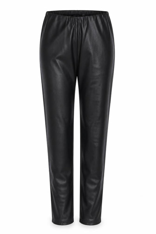 Front view of PRETTYLITTLETHING women’s black polyester chino leggings, size UK 4