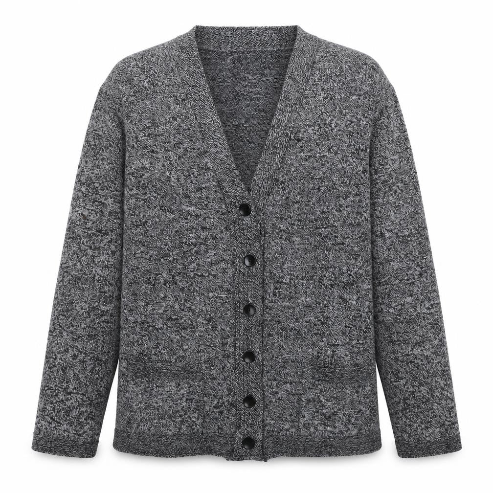 Monique Womens Grey V-Neck Polyester Cardigan Jumper Size M - Size M/L