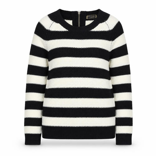 Originals Womens Black Round Neck Striped Acrylic Pullover Jumper Size S