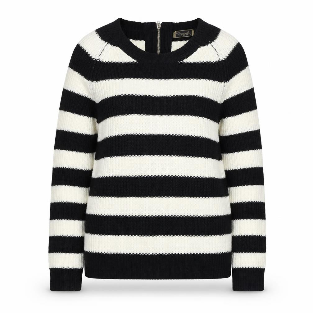 Originals Womens Black Round Neck Striped Acrylic Pullover Jumper Size S