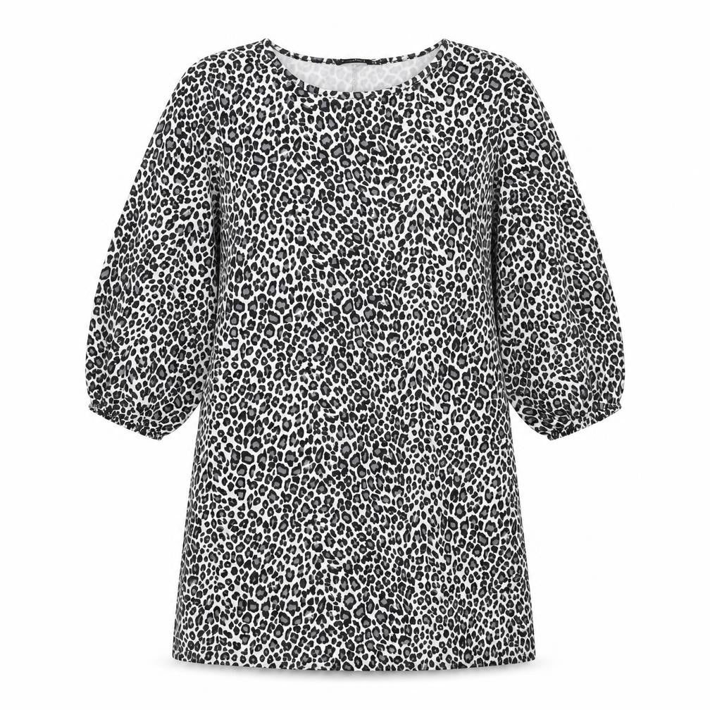 Boohoo Womens Grey Animal Print Polyester A-Line Size 14 Round Neck Pullover - Leopard Pattern
