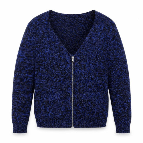 Divided by H&M Womens Blue V-Neck Cotton Full Zip Jumper Size 8
