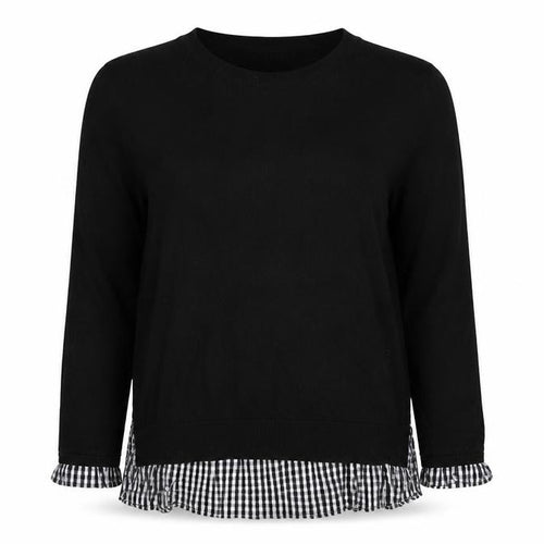 Sweewe Womens Black Round Neck Cotton Pullover Jumper Size S