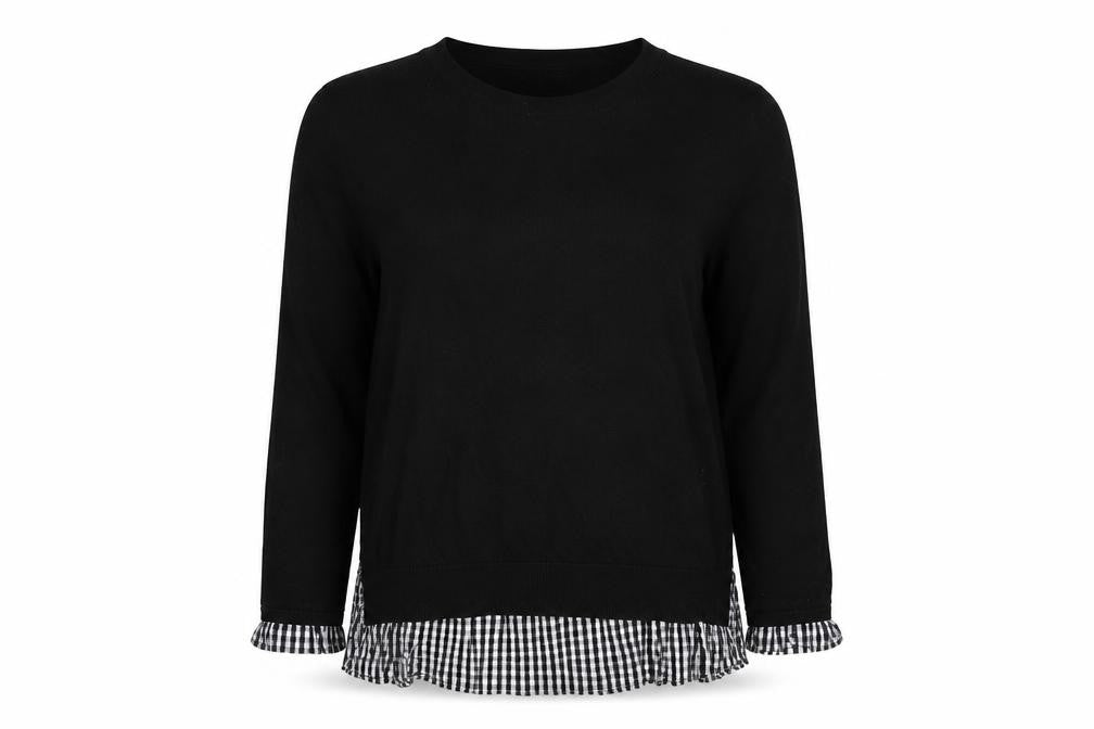 Sweewe Womens Black Round Neck Cotton Pullover Jumper Size S
