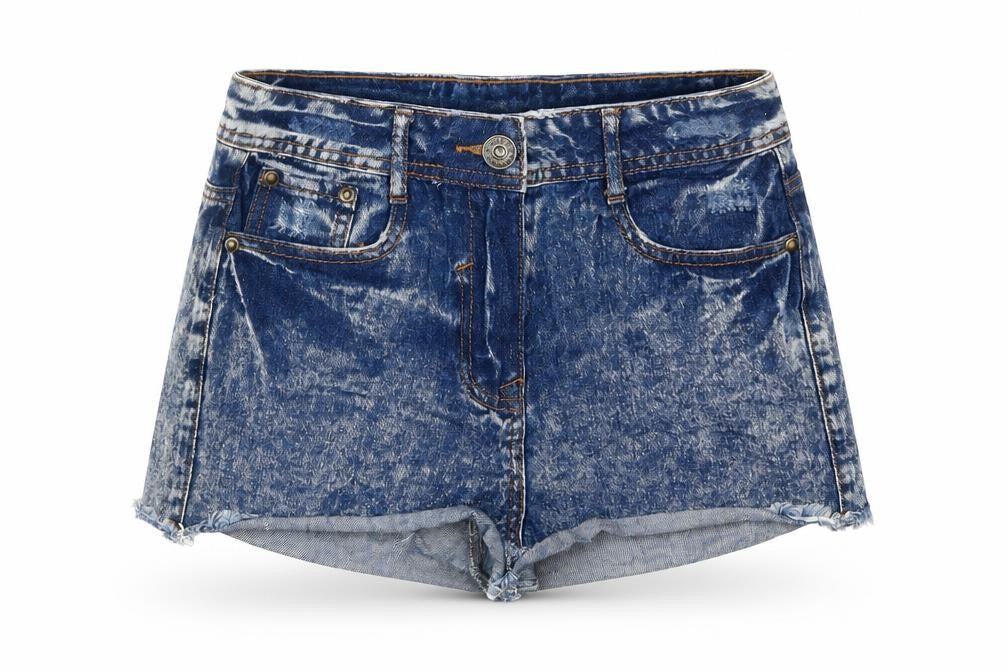 Blonde & Blonde Womens Blue Cotton Hot Pants Shorts Size 8 Regular Button