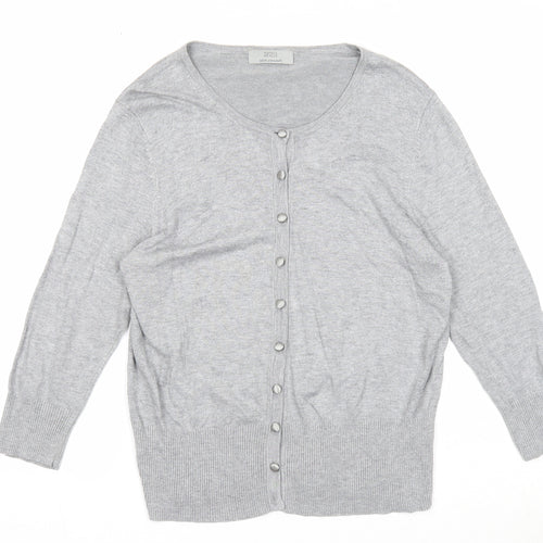 Marks and Spencer Womens Grey Round Neck Viscose Cardigan Jumper Size 14