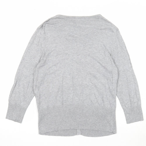 Marks and Spencer Womens Grey Round Neck Viscose Cardigan Jumper Size 14