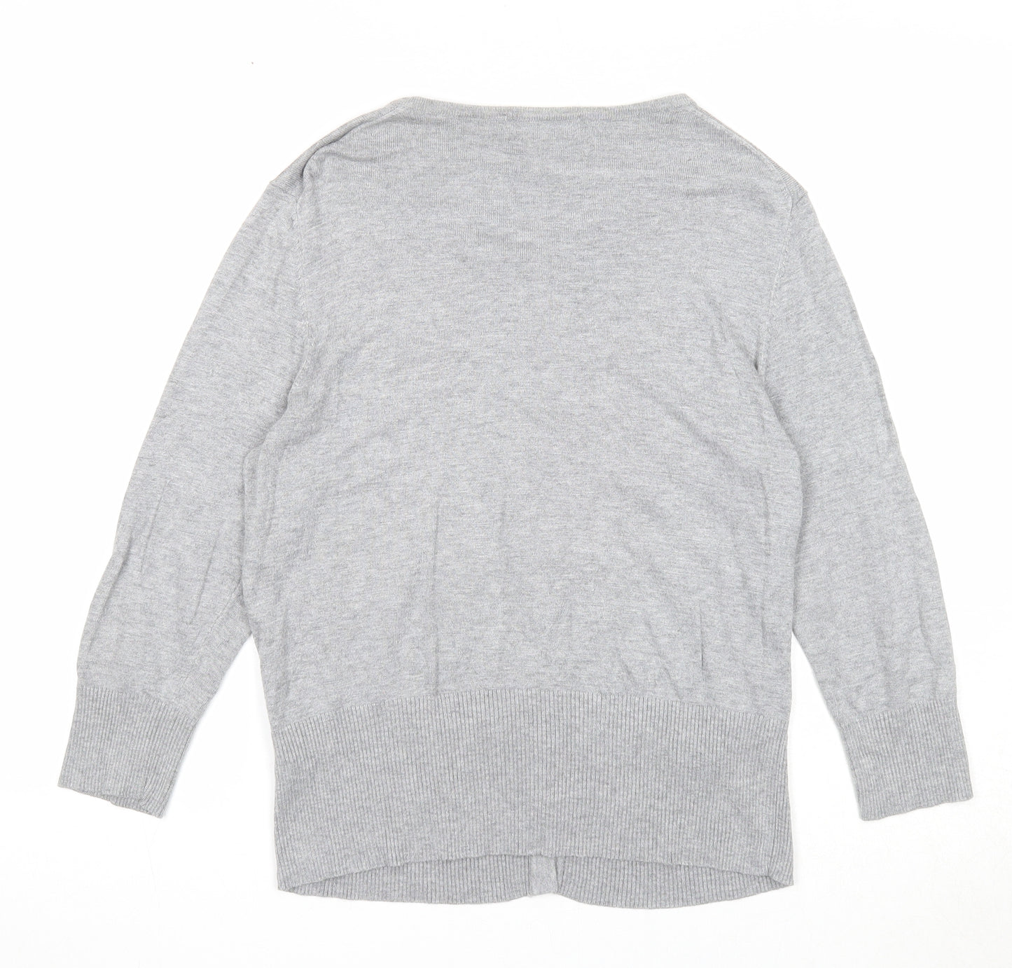 Marks and Spencer Womens Grey Round Neck Viscose Cardigan Jumper Size 14