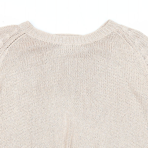New Look Womens Pink Round Neck Acrylic Pullover Jumper Size 12 - Slit Back Detail