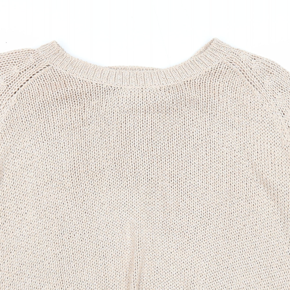 New Look Womens Pink Round Neck Acrylic Pullover Jumper Size 12 - Slit Back Detail