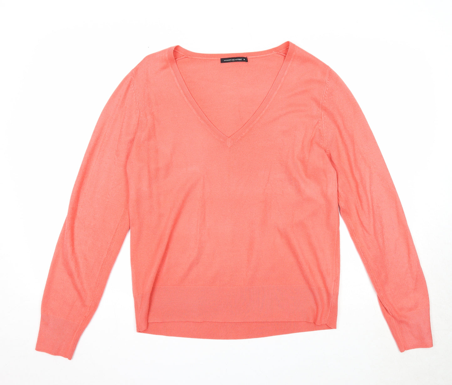 NEXT Womens Pink V-Neck Acrylic Pullover Jumper Size 18
