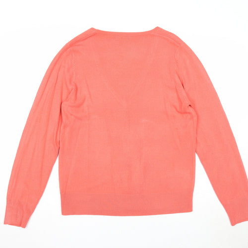 NEXT Womens Pink V-Neck Acrylic Pullover Jumper Size 18