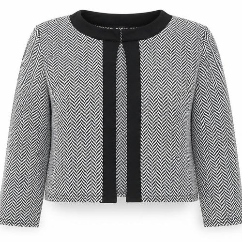 Evita Womens Black Round Neck Herringbone Polyester Cardigan Jumper Size 12