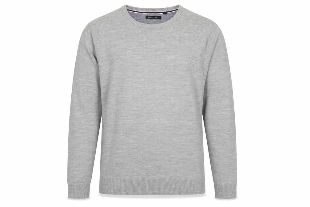 Brave Soul Mens Grey Round Neck Acrylic Pullover Jumper Size XL Long Sleeve