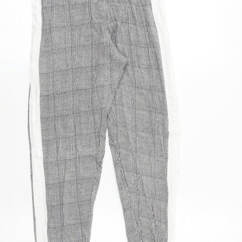 Boohoo Womens Grey Plaid Polyester Jogger Trousers Size 12 Regular - Elastic Waist
