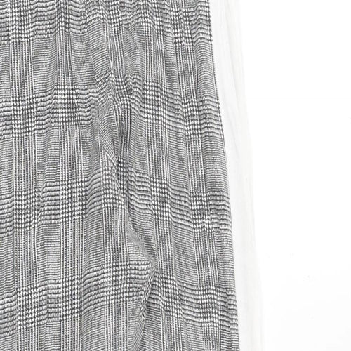 Boohoo Womens Grey Plaid Polyester Jogger Trousers Size 12 Regular - Elastic Waist