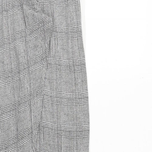 Boohoo Womens Grey Plaid Polyester Jogger Trousers Size 12 Regular - Elastic Waist
