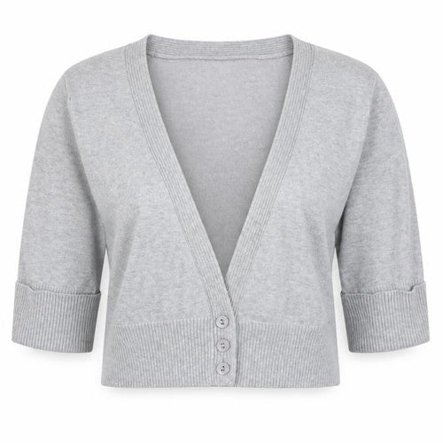Sweater Project Womens Grey V-Neck Cotton Cardigan Jumper Size M