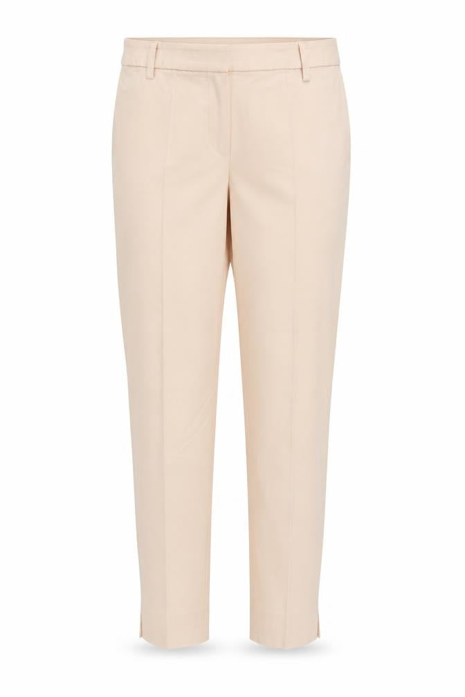 Front view of H&M women’s pink viscose chino trousers, size UK 8, regular zip
