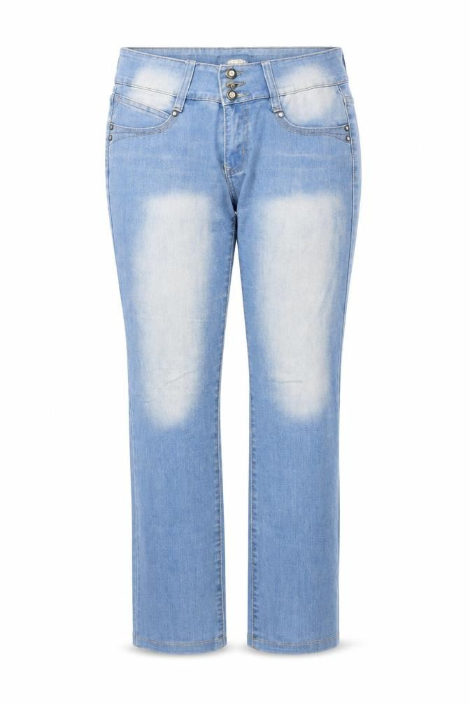 Qizhen Womens Blue Cotton Straight Jeans Size 32 in Regular Button