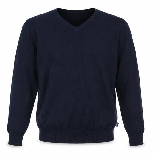 Russell Collection Mens Blue V-Neck Cotton Pullover Jumper Size XS Long Sleeve
