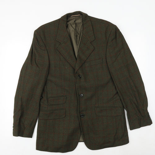 SCOTT Mens Green Check Wool Jacket Blazer Size 38 Regular