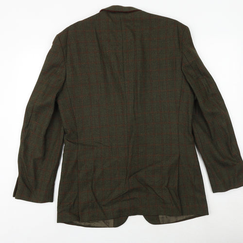SCOTT Mens Green Check Wool Jacket Blazer Size 38 Regular