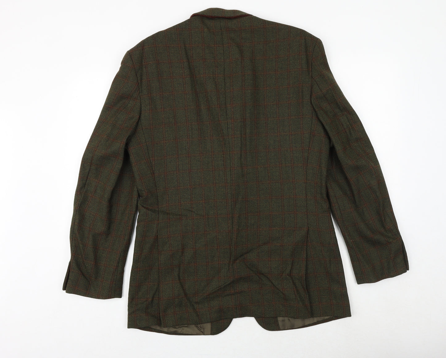 SCOTT Mens Green Check Wool Jacket Blazer Size 38 Regular