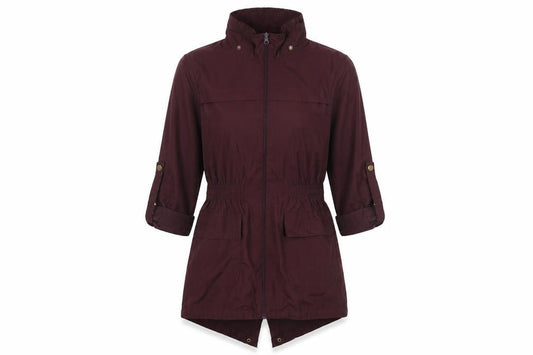 Front view of Brave Soul women’s purple jacket, size S, zip