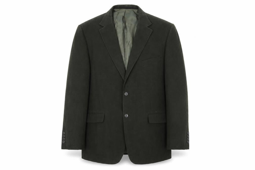 Front view of Marks & Spencer men’s green polyester jacket blazer, size 42, regular
