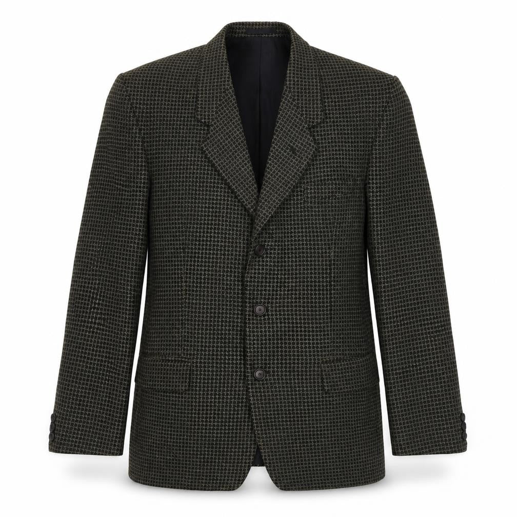 Front view of Fosters men’s blue geometric wool jacket blazer, size 40, regular
