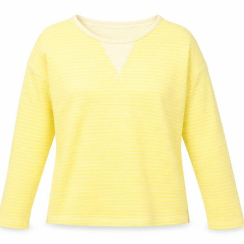 Marks and Spencer Womens Yellow Round Neck Striped Cotton Pullover Jumper Size 12