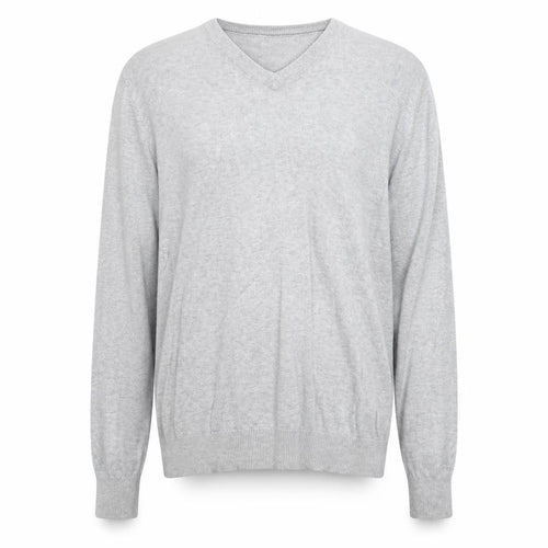 Batistini Mens Grey V-Neck Cotton Pullover Jumper Size L Long Sleeve