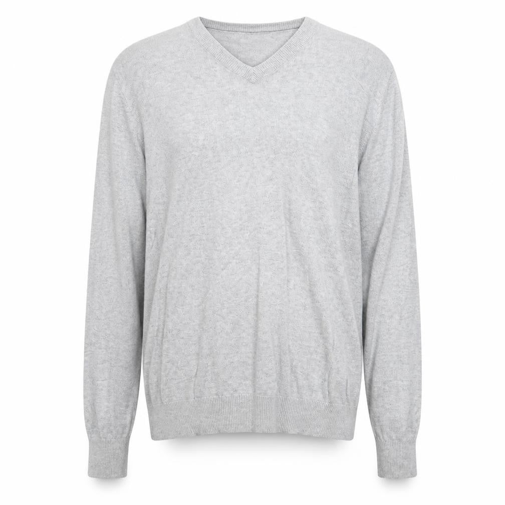 Batistini Mens Grey V-Neck Cotton Pullover Jumper Size L Long Sleeve