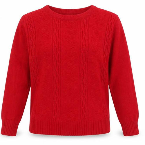 Impressions Womens Red Round Neck Acrylic Pullover Jumper Size S - Size S/M
