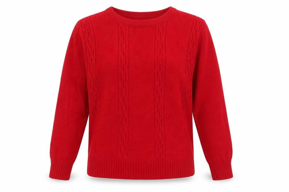 Impressions Womens Red Round Neck Acrylic Pullover Jumper Size S - Size S/M