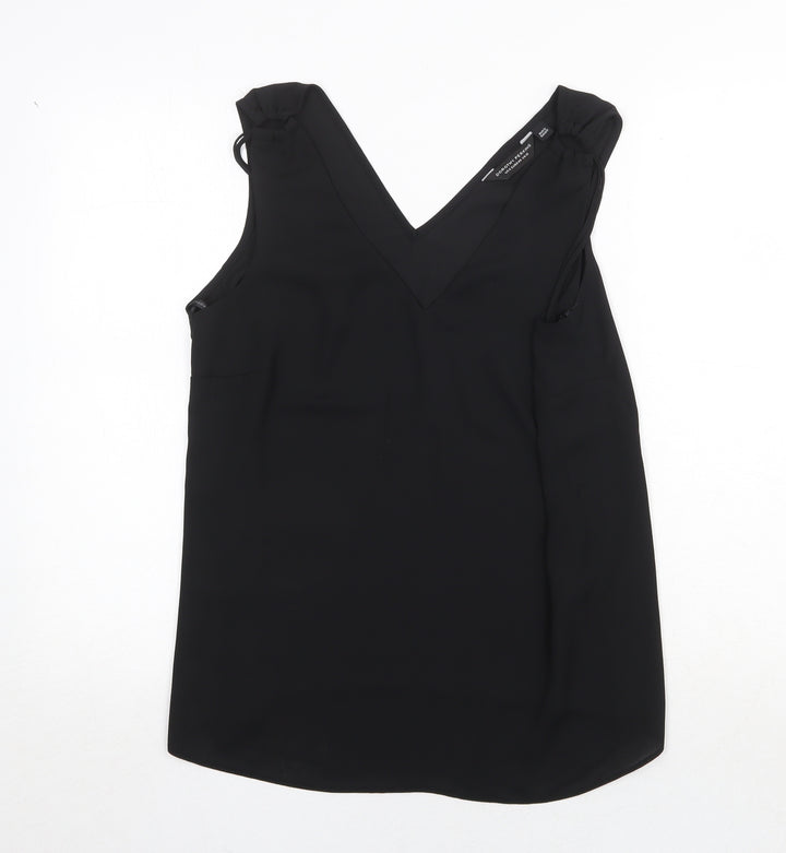 Dorothy Perkins Womens Black Polyester Basic Tank Size 12 V-Neck