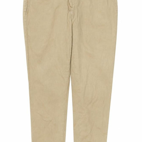 E-vie Womens Beige Cotton Chino Trousers Size 14 Regular Zip