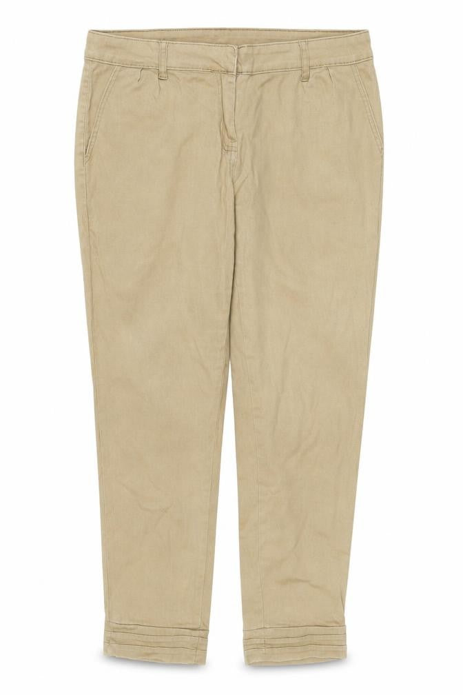 E-vie Womens Beige Cotton Chino Trousers Size 14 Regular Zip