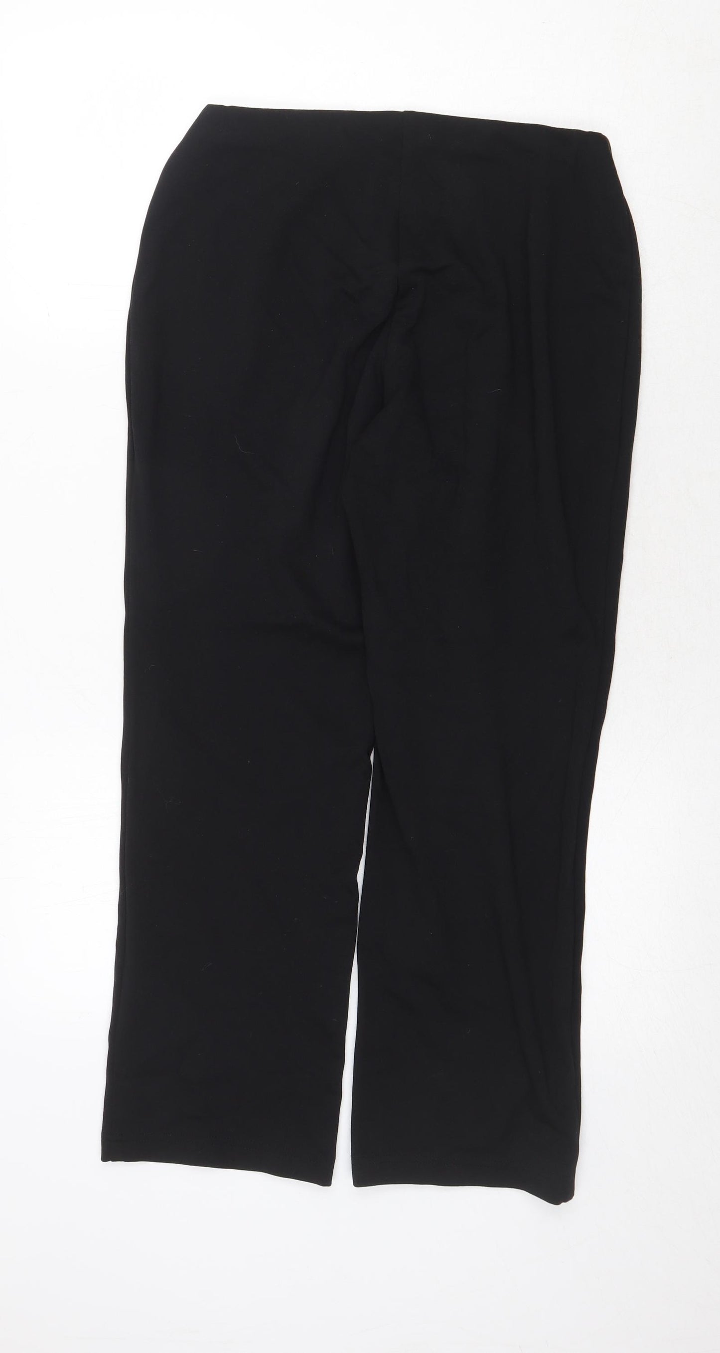 Marks and Spencer Womens Black Polyester Trousers Size 10 Regular Zip