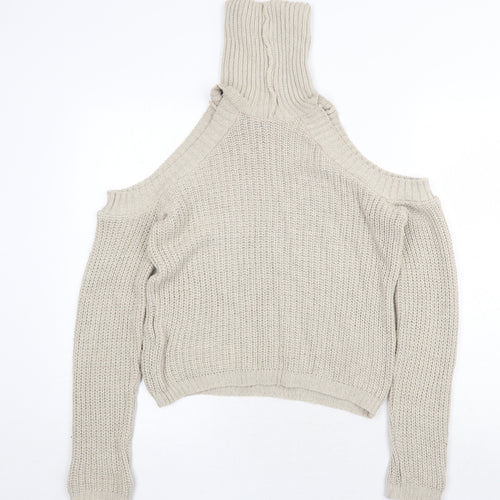 Missguided Womens Beige High Neck Acrylic Pullover Jumper Size S Pullover